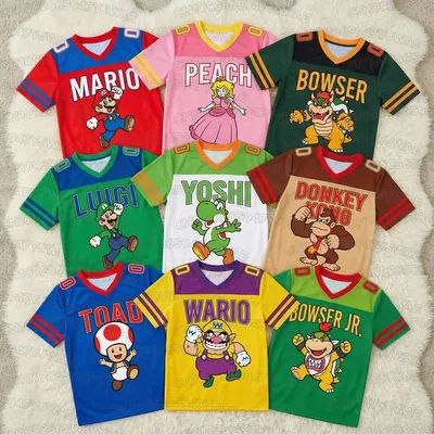 New Men's Women's Cartoon Mario Casual Summer 3D Fashion Print V-neck Short sleeved T-shirt Cosplay T-shirt Tops