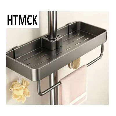 1/2PCS Punch-Free Shower Caddy With Towel Rod Bathroom Shelf Shampoo Soap Holder Shower Tray For Toilet Bathroom Organizer