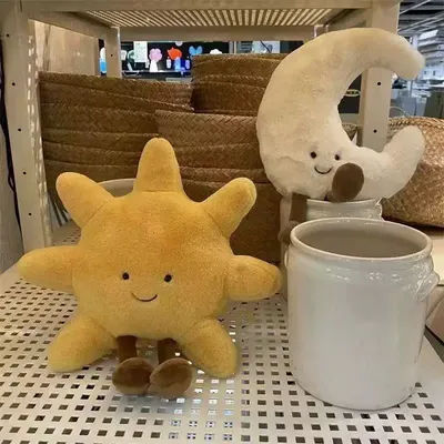 Adorable Sun Moon Plush Pillow Fluffy Stuffed Animal Soft Companion Kawaii Home Decor Gift for All Ages