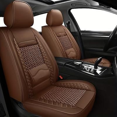 2 coprisedili per auto in similpelle con rete traspirante Supporto lombare, universale per berline, SUV e camion, protezione per sedile anteriore in pelle PU impermeabile per tutte le stagioni,