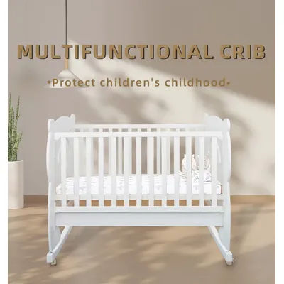 Eco Friendly Solid Wood Baby Crib Factory Manufacture Baby Cot With Railing for Kids
