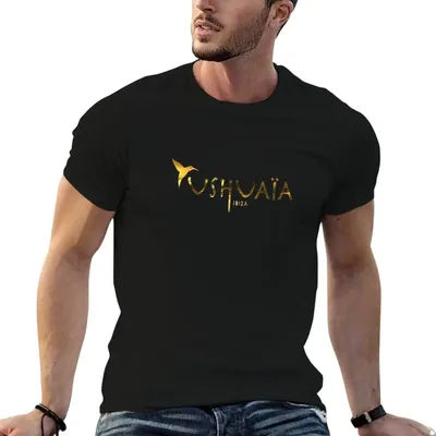 Ushua?a – T-Shirt en coton pour hommes, design grunge doré, à thème anime, de haute qualité