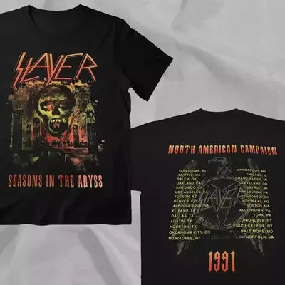 SLAYER Band Season in The Abyss 1991 Tour North America Campaign T-Shirt Oversized Y2k Men's Women's Retro Female Male Clothing