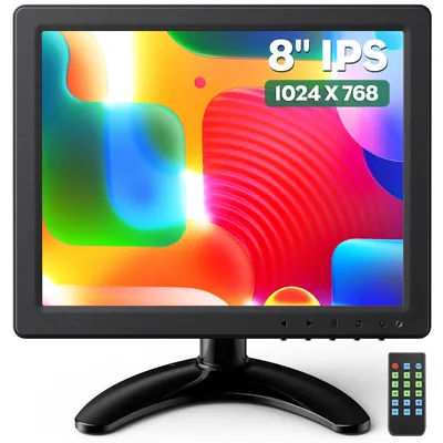 Écran LCD Eyoyo de 8 pouces, 1024x768 4:3 IPS, mini moniteur de caméra de sécurité, prend en charge les entrées HDMI, VGA, AV, BNC avec télécommande, moniteurs vidéo pour ordinateur rétro, PC, NVR,