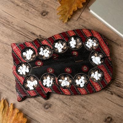 Chilling Cat,'Cat-Themed Foldable Wood Batik Mancala Board Game Set'