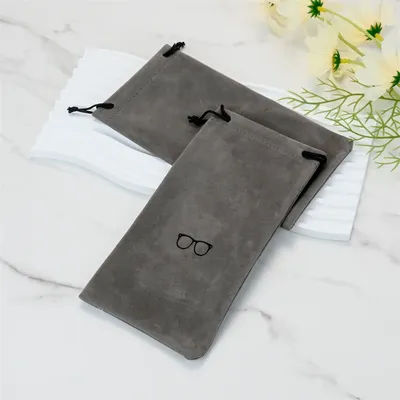 Étui à lunettes Portable rétro gris, 1/5/10 pièces, sac à lunettes souple, sacs pour lunettes de soleil, pochette à cordon de couleur unie