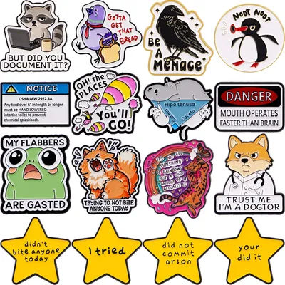 Star Quotations Enamel Pin Penguin Cartoon Lapel Pins for Backpacks Cat Dog Badges Brooch for Clothes Jewelry Gifts for Friends