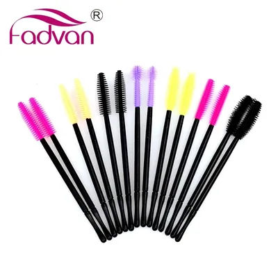 Fadvan 50Pcs/Pack Silicone Brushes Disposable Eyelash Tool Comb Mascara Wands Makeup Brushes Individual Applicator Kit for Eye