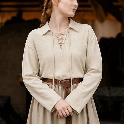 Retrò Vintage Medievale Rinascimento Blusa / Camicia Lunghe Contadina Allacciato Costume Per donna Halloween Carnevale Casual Quotidiano Fiera Rinascimentale LARP Adulti Blusa