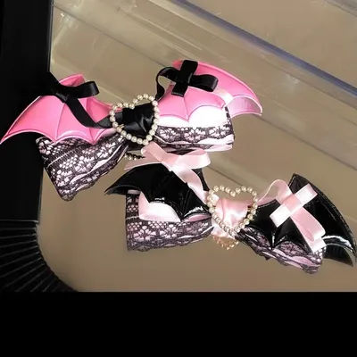 LOLITA Headwear Lace Bow Wing Edge Clip Sweet Girl Hair Clip Sweet Style Hair Accessories Set Pink Hair Clip Fashion Hair Clips