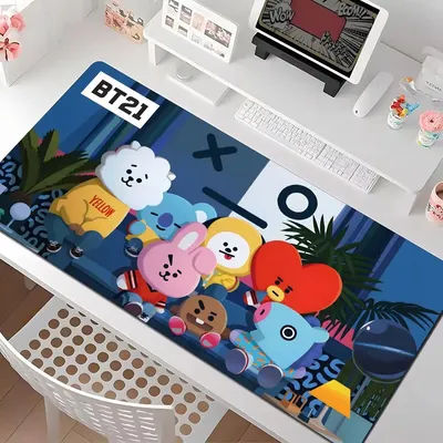 Tapis de souris avec Logo B-bt21-S, plusieurs tailles, grand tapis carré pour ordinateur, bureau, jeu, en caoutchouc antidérapant