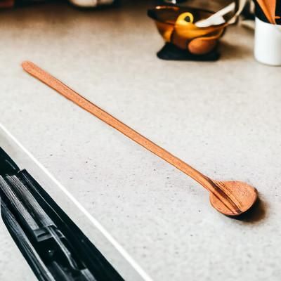 'Hand-Carved Natural Brown Jobillo Wood Cooking Spoons (Pair)'