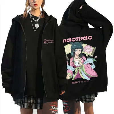 Anime The Apothecary Diaries Maomao Merch Zipper Hoodie Men Women Oversized Zip Up Jacket Male Vintage Casual Zip Up Sweatshirt