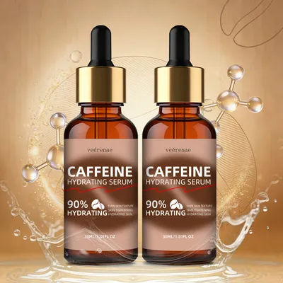 2pcs veérenae CAFFEINE HYDRATING SERUM, 24H Deep Hydration, Firms Skin, Fast-Absorbing, Non-Greasy. Day & Night Use