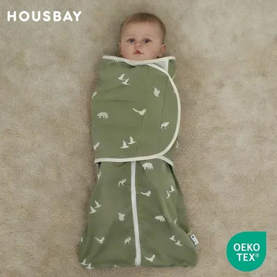 Baby Sleeping Bag With Removable Wrap For Newborn 0-6Months 100% Cotton Soft Summer Thin Breathable Baby Sleepsacks Animal Print