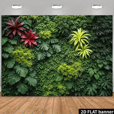 Toile de fond 2D avec un fond vert jungle luxuriant, au style frais et naturel, avec des coquilles de tortue intégrées.