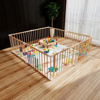 Oversized Foldable Wooden Baby Toy Fence Kids Indoor Wooden Luxury Safety Fence