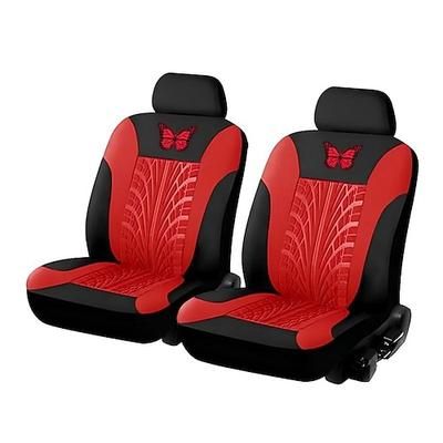 4 farfalle Coprisedili anteriori per auto con motivo a battistrada, vestibilità universale, colore nero Protezioni per sedili in tessuto traspirante grigio per SUV, camion e berline, eleganti