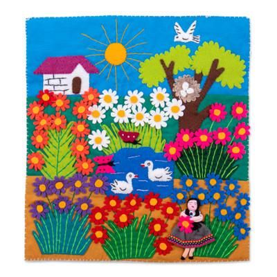 'Spring-Inspired Handmade Cotton Blend Appliqué Wall Hanging'