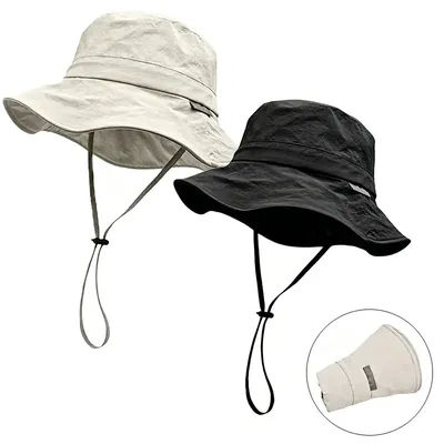 Chapeaux de soleil d'été couleur unie, casquette de pêche d'extérieur à large bord, protection anti-UV, chapeau bob pour femmes et hommes, casquettes de pêcheur pour la randonnée estivale