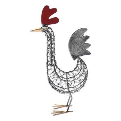 Spring Chicken,'Handcrafted Wrought Iron Chicken Statuette'