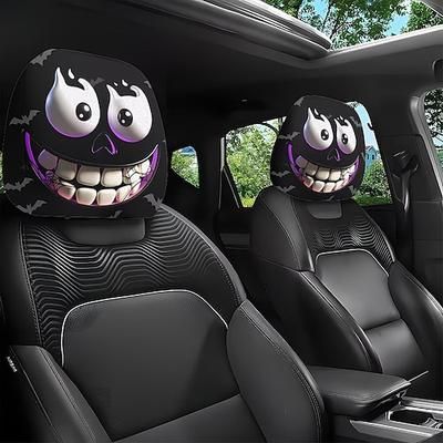 2/4 pezzi copri poggiatesta per auto con stampa di emozioni divertenti, protezioni per poggiatesta universali, accessori per interni auto morbidi ed elasticizzati, facili da installare, comodi