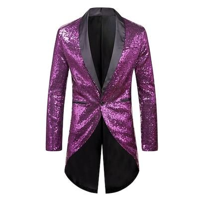 Retrò Vintage Disco Anni '80 Frac Lunghe Disco Paillettes Costume Per uomo Halloween Carnevale Feste Performance Discoteca Adulti Cappotto