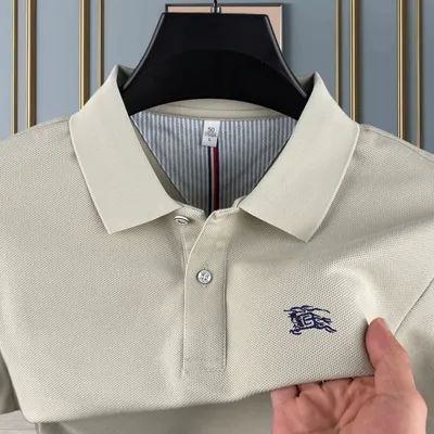 Polo à manches courtes pour hommes, 100% coton pur, marque haut de gamme, mode de luxe, broderie cheval de guerre, haut de golf, T-shirt décontracté, été