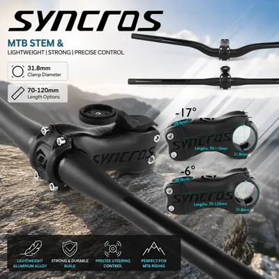 Syncros Ultra Light Carbon MTB Bicycle Stem Angle - 6/17 Degree 60/70/80/90/110/110/120mm SL Model MTB Road Bike Accessories