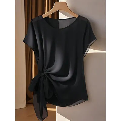 Haut en mousseline transparente élégant et tendance grande taille pour femme