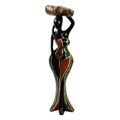 Ohemaa II,'Hand Carved Sese Wood Figurative Sculpture'