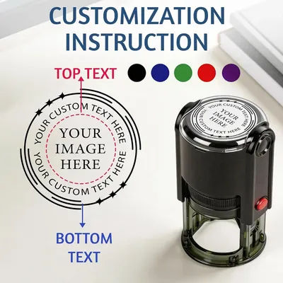 Customized Self-Inking Stamp Personalized LOGO/Text Design Address Stamps 25/30/40/50mm Round Rubber stamp for Office, Business