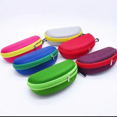 Boîte à fermeture éclair rigide, étui à lunettes EVA Portable avec mousqueton, étui rigide pour lunettes de soleil colorées, boîte de protection pour lunettes à fermeture éclair
