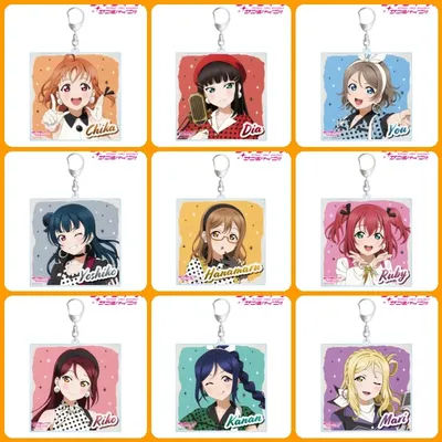 Love Live! Sunshine!! ANIME 6CM Acrylic Pendant Keychains Accessories Car Key Chain Key Ring Phone Bag Hanging Jewelry Gifts