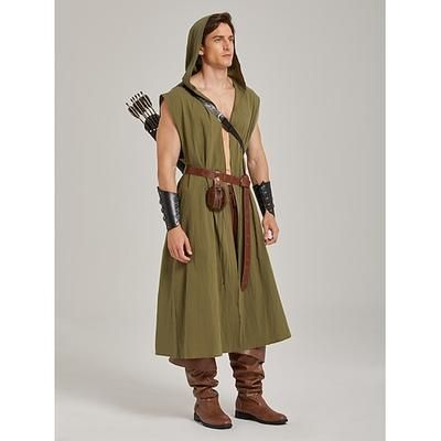 Set Retrò Vintage Medievale Rinascimento Pantaloni Gilet Cintura in Vita con accessori Senza maniche Guerriero Vichingo Costume Per uomo Vichingo Fantasia Halloween Carnevale Feste Performance LARP
