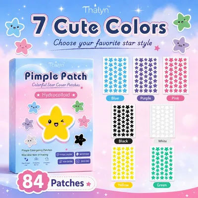280PCS 7 Colors Star Acne Patches Salicylic Acid Hydrocolloid Pimple Stickers Strong Coverage Invisible Waterproof Blemish