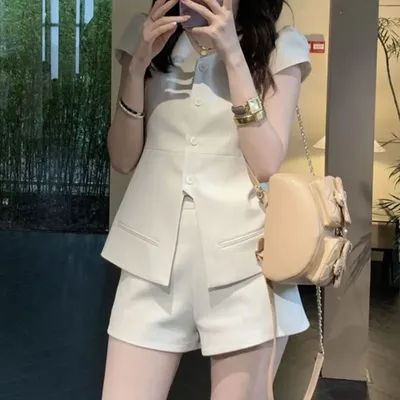 Ensemble deux pièces pour femmes, Short et pantalon, ensemble assorti, hauts à manches courtes, Slim, couleur unie, taille haute, pantalon de fête, Streetwear Y2k, nuit