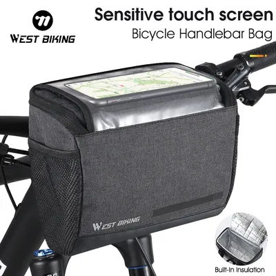 WEST BIKING 4.5L Bike Front Bag Touch Screen Phone Handlebar Bag Insulated Bicycle Cooler Bag MTB Road Cycling Accessories