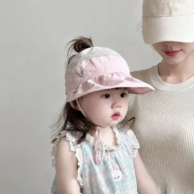Chapeau de soleil en maille respirante à séchage rapide pour enfants, casquette légère à large bord ouvert, chapeau d'été à grand bord