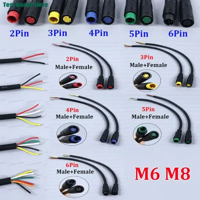1/3/5Pair M6 M8 2/3/4/5/6 Pin male female Julet Electric ebike Butt Plug Connector Cable Signal Sensor waterproof Scooter wire
