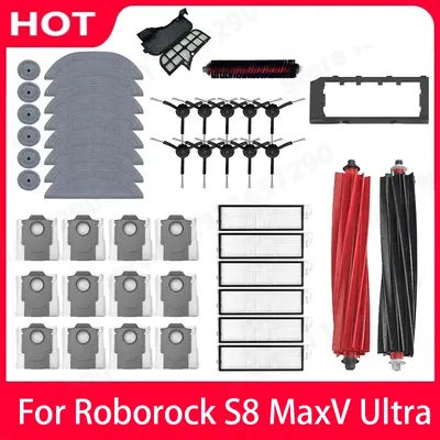 Roborock S8 MaxV Ultra Accessories Robot Vacuum Cleaner Main Side Brush Hepa Filter Mop Dust Bags Spare Parts