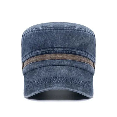 Chapeau de soleil unisexe en coton lavé, style casquette plate à visière courte, respirant, réglable, pour le printemps et l'été, idéal pour les hommes et femmes d'âge mûr