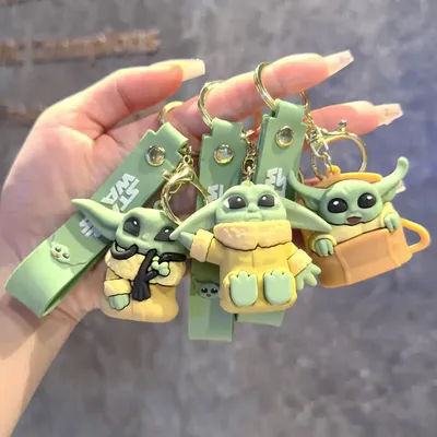 Cartoon Anime Cute Baby Yoda Keychain Mandalorian Figure Model Master Yoda Key Chains PVC Kids Gift