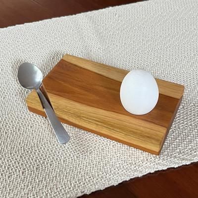 'Rustic-Inspired Teak Wood Single-Egg Holder from Guatemala'