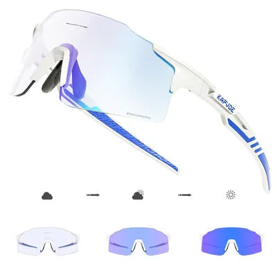 Kapvoe Photochromic Red or Blue Bike Cycling Sunglasses Sports Man Cycling Glasses MTB Glasses Eyewear Outdoor Bicycle Goggles