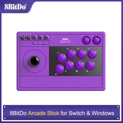 8Bitdo Arcade Stick for Switch & Windows, Arcade Fight Stick Support Wireless Bluetooth, 2.4G Receiver and Wired Connection