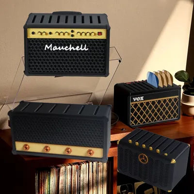 Support de médiator de guitare, support de médiators d'ampli imprimé en 3D/conception en forme de haut-parleur pour joueurs de guitare et boîte de rangement pour amateurs de musique