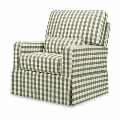 Namesake Crawford Pillowback Comfort Swivel Glider - Moss Green Gingham
