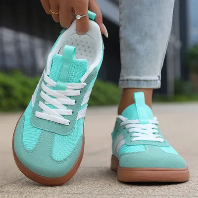 Baskets légères et confortables pour femmes, chaussures de sport à lacets rayées, baskets vertes décontractées et respirantes, grande taille
