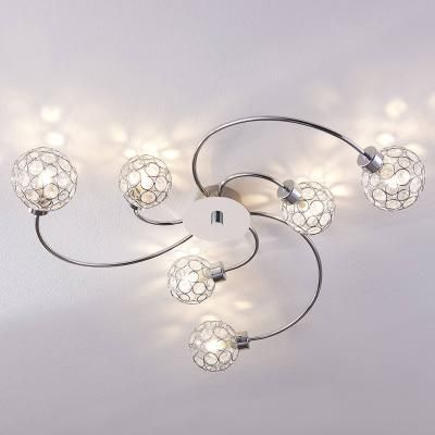 Plafoniera soffitto Tyron Lindby, dimmerabile, Cromo / Argento, Soggiorno / Sala da pranzo, Metallo, Moderno, Plafoniera